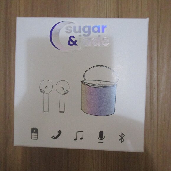 Sugar & Jade White Wireless Bluetooth earbuds colorful sparkle case NIB - Picture 1 of 13